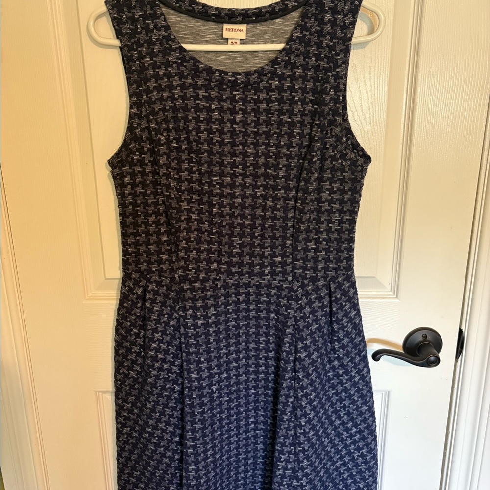 Navy Blue White Sleeveless Dress Merona Women’s Medium